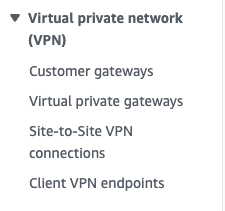 Screenshot of AWS site to site VPN steps
