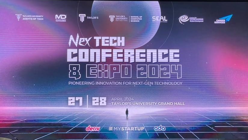 NexTech conference backdrop listing Deriv as a sponsor